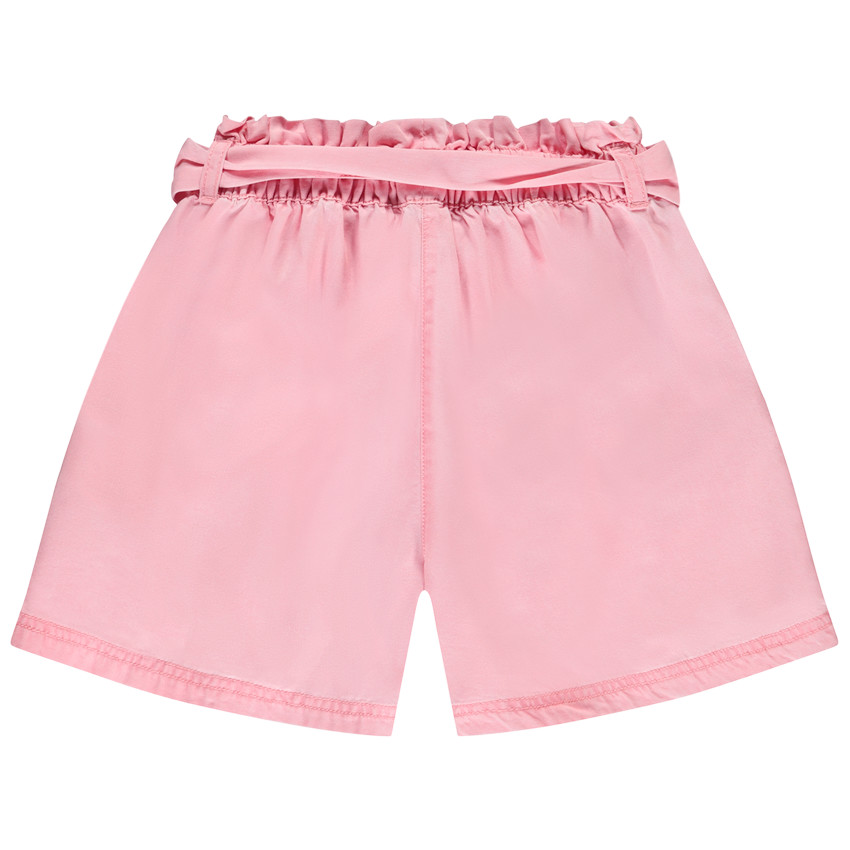 Hoge taille twill short met strikceintuur voor meisjes 