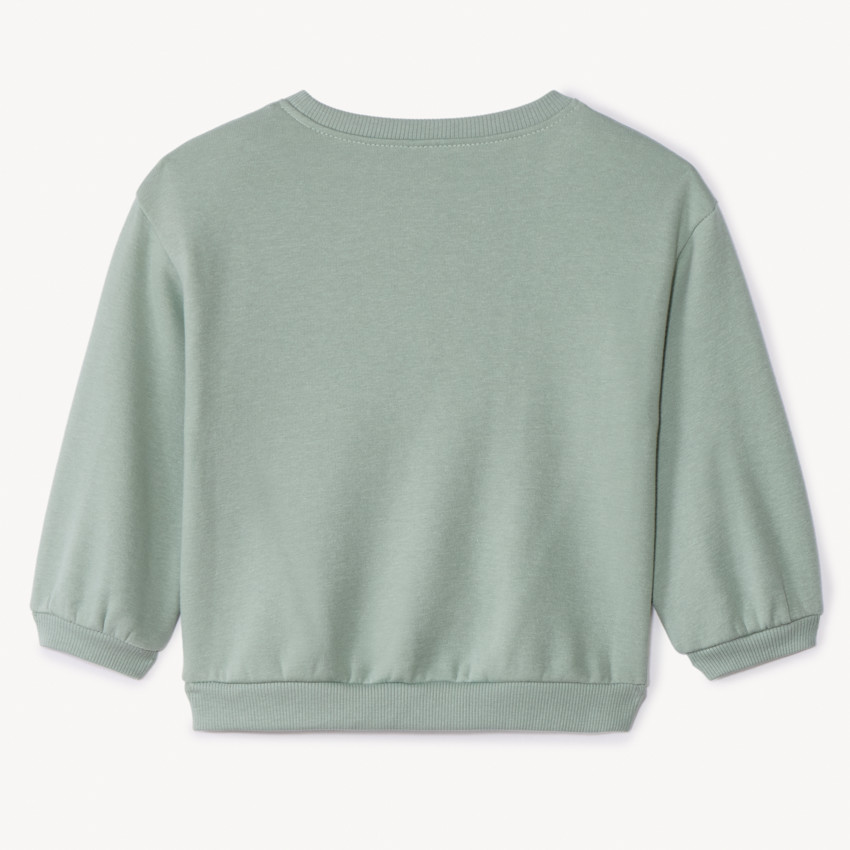 Sweatshirt in effen fleece met Love print voor babymeisje 
