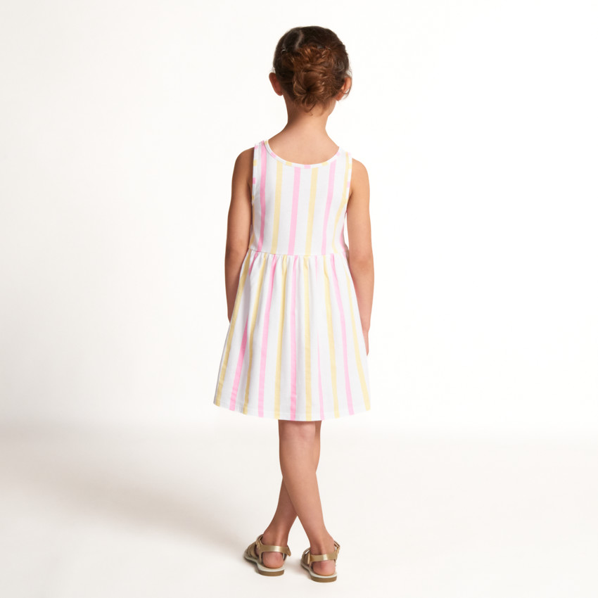 Robe sans manches rayée à print pailleté pour fille 