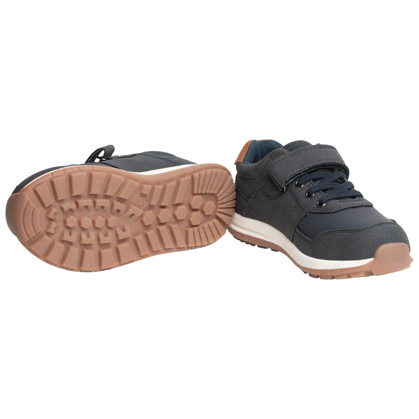 Lage kindersneakers voor jongens met veters en klittenband 