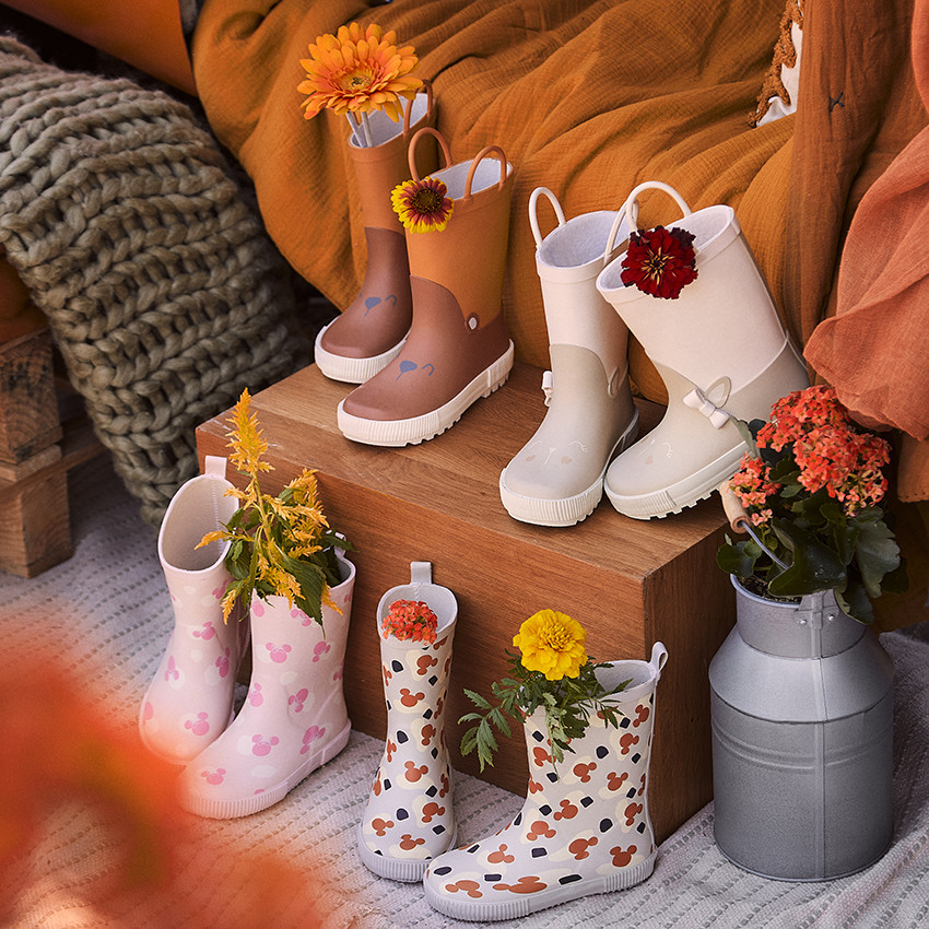 Bottes de pluie ludiques ourson à anses pour bébé garçon 