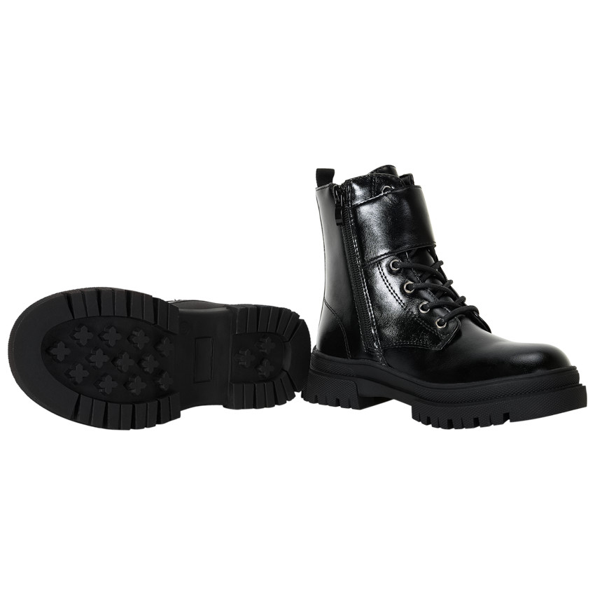 Bottines style rangers à boucles et lacets pour fille 