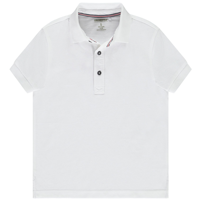 Polo manches courtes uni en coton piqué pour garçon 
