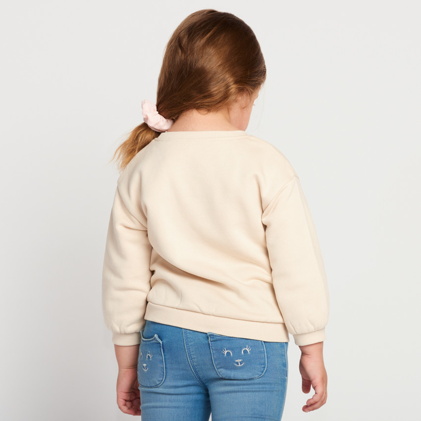 Sweat uni en molleton print love pour bébé fille 