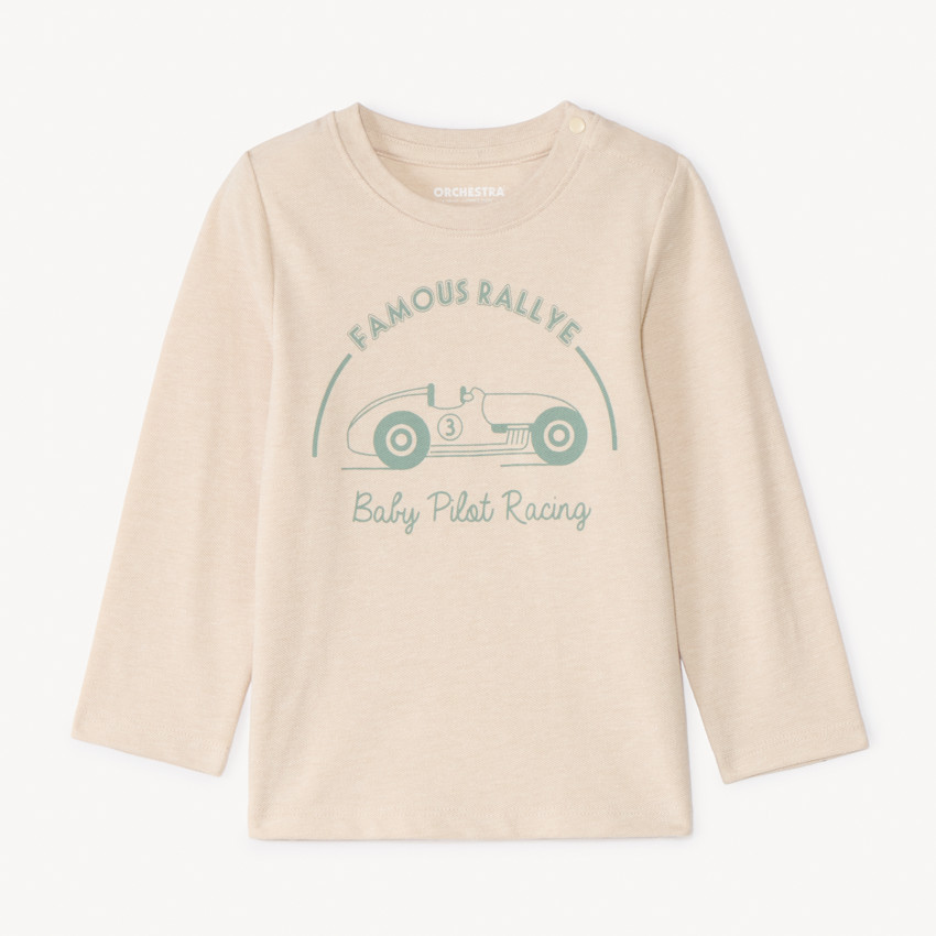 Langarm T-shirt met auto-print voor babyjongen 