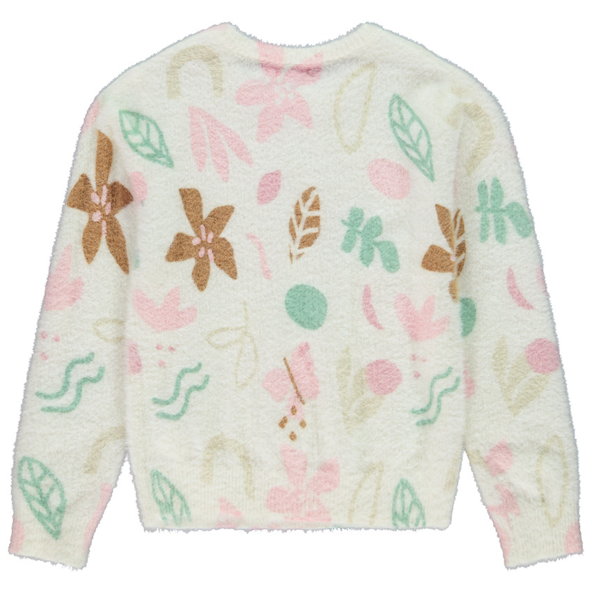 Gebreide trui met fluffy effect en bloemenpatroon voor meisjes 