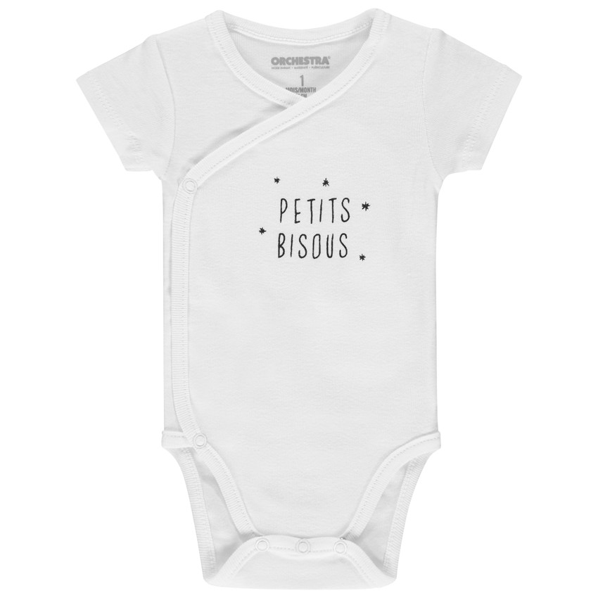 Lot de 3 bodies manches courtes en coton à message printé pour bébé fille 