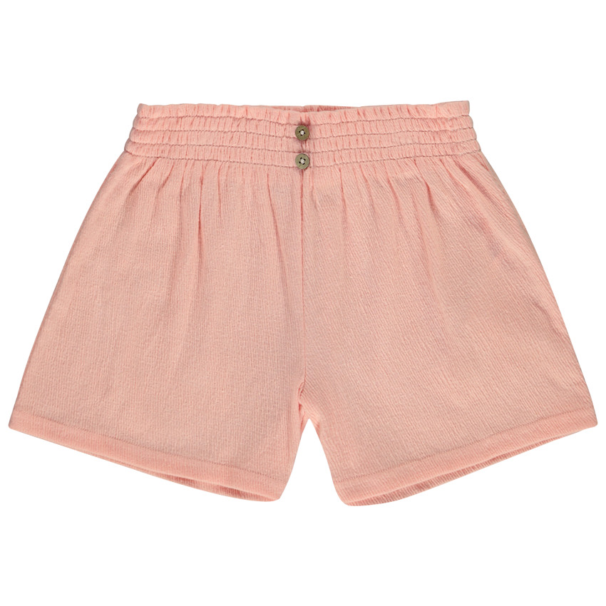 Short met smockeffect in gekreukte jersey voor meisjes 