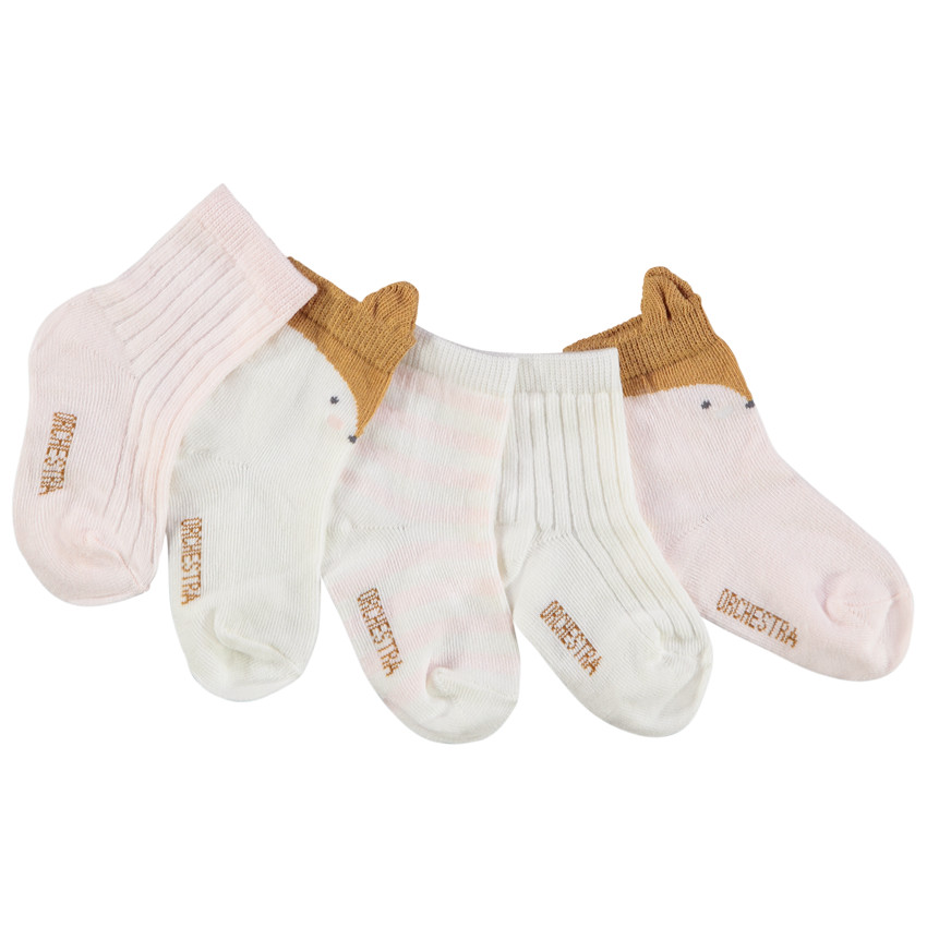 Lot de 5 paires de chaussettes renard pour bébé fille 