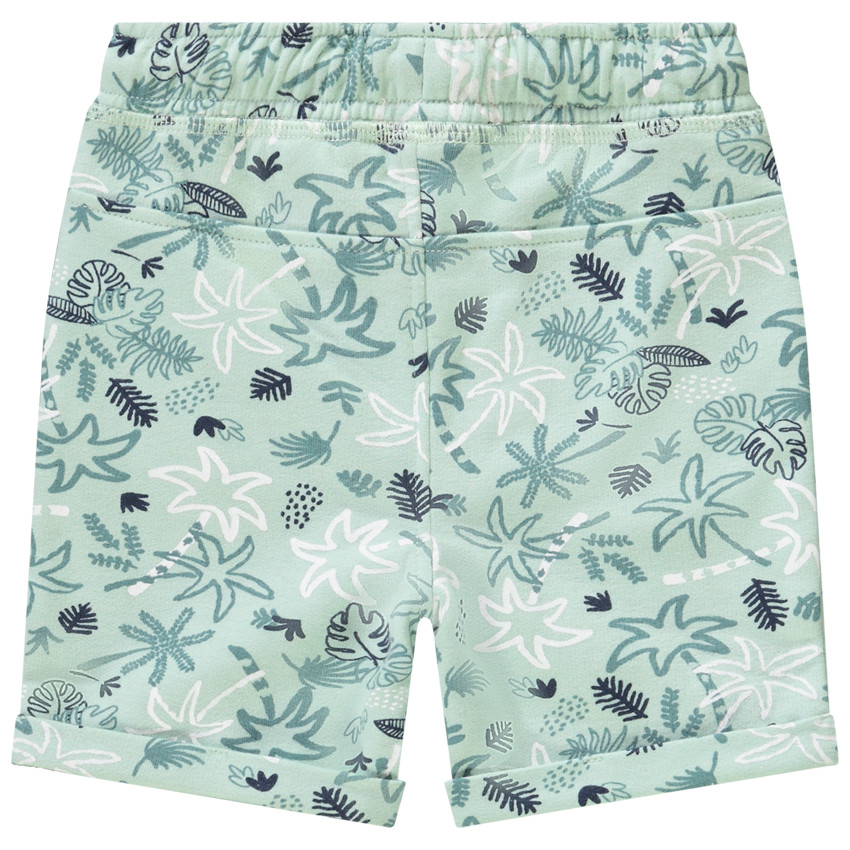 Bermuda in fleece met palmen/bladeren print voor baby jongen 