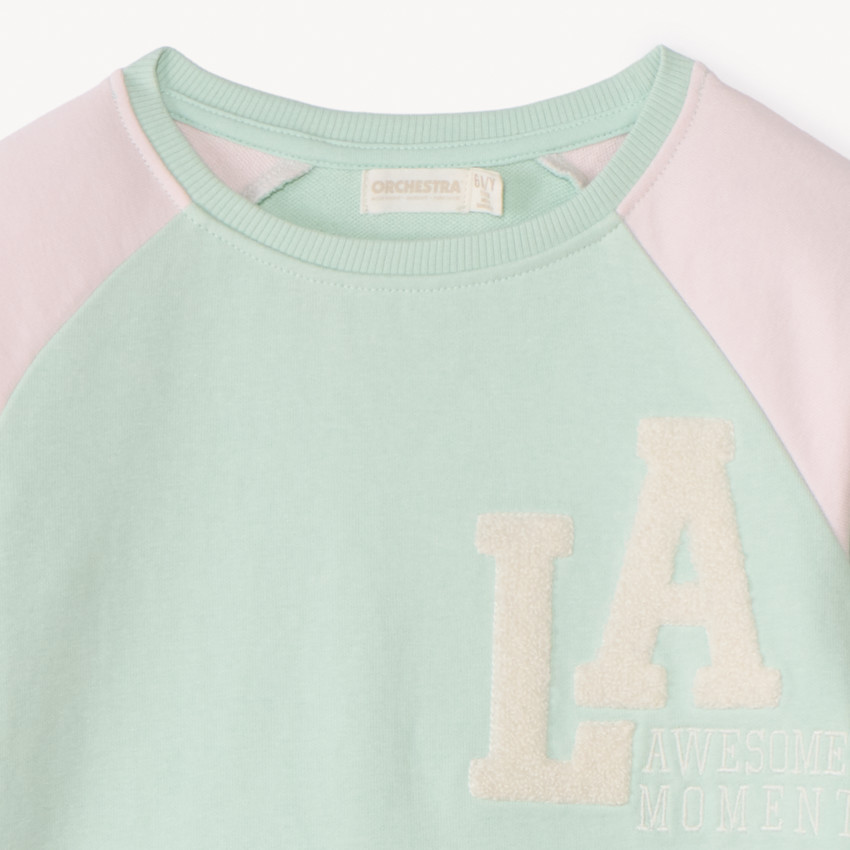 Katoenen sweater met color block effect voor meisjes 