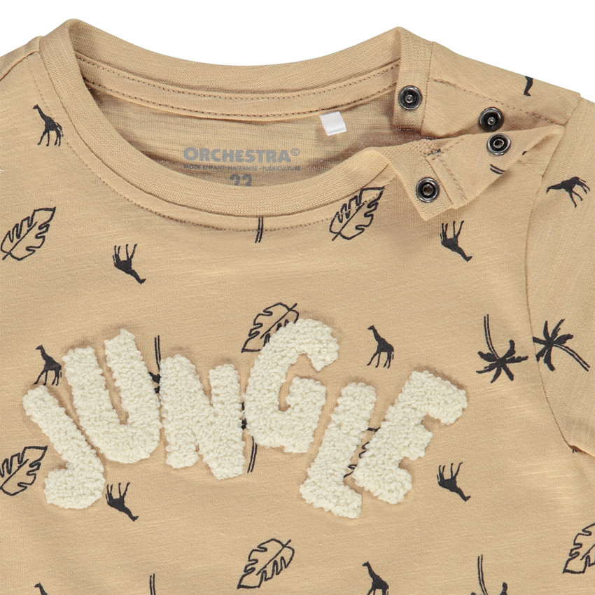 T-shirt korte mouwen met bouclé patch voor baby jongen 