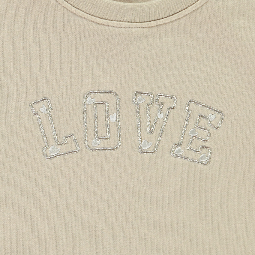 Sweatshirt met lange mouwen in fleece met geborduurd patch voor baby meisje 