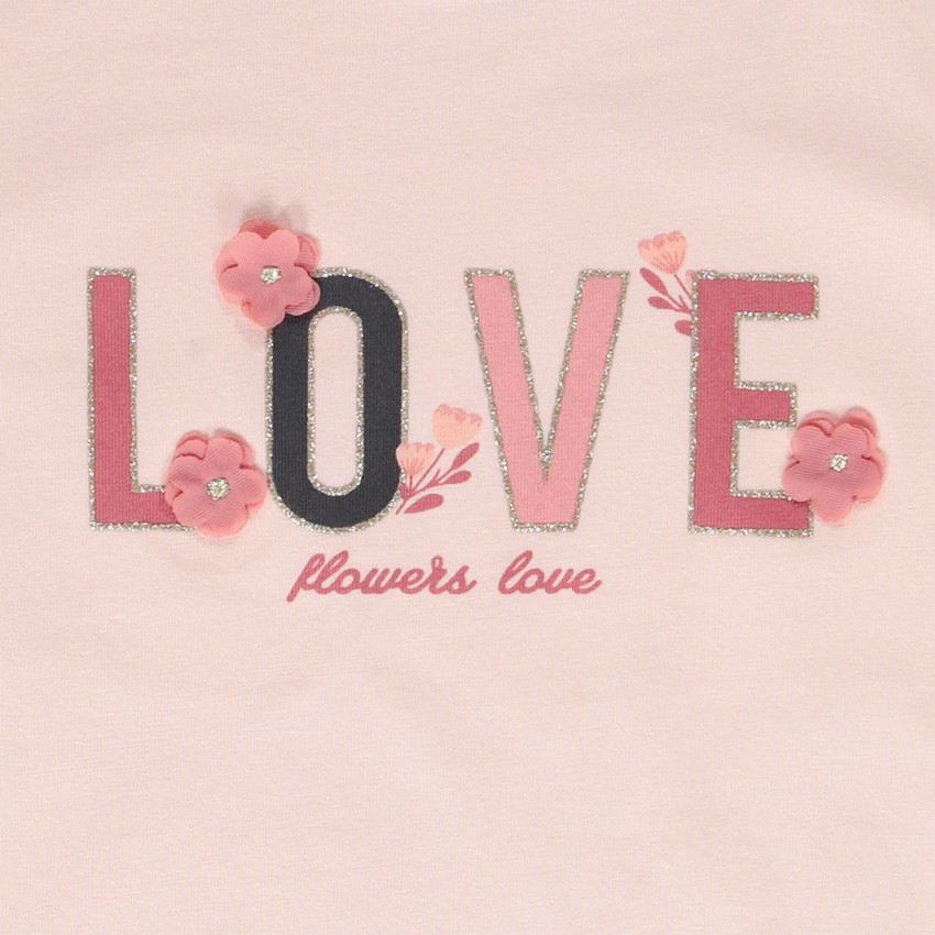 T-shirt met korte mouwen en 3D bloemenprint voor meisjes 