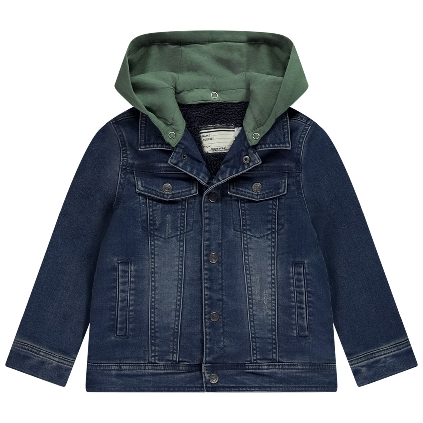 Veste en jean à capuche molleton amovible pour garçon 