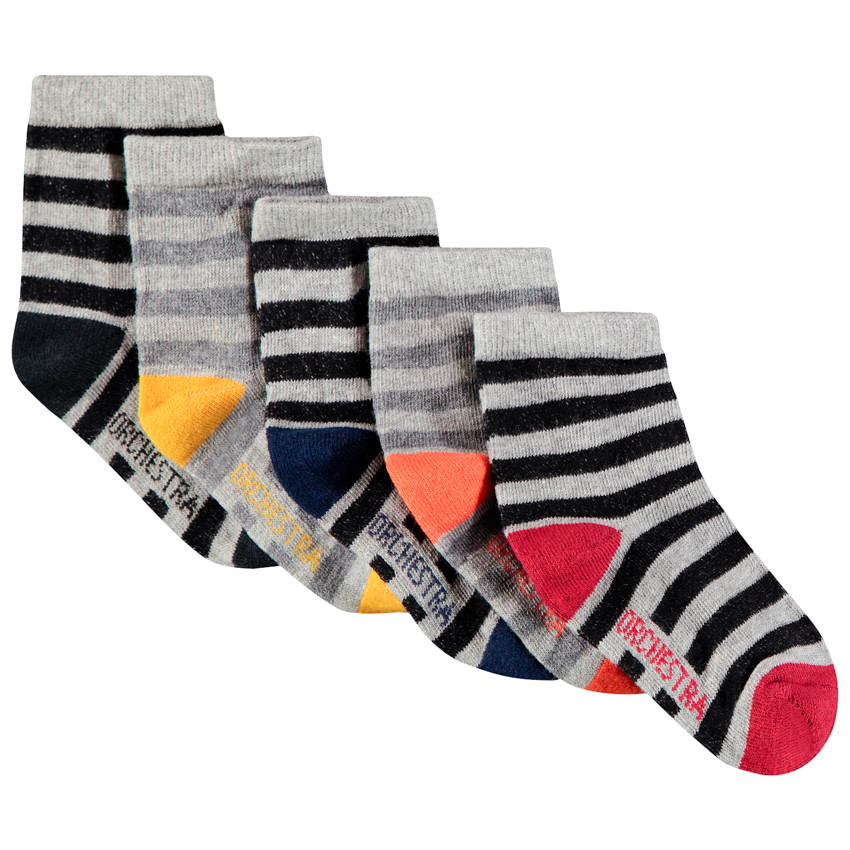 Lot de 5 paires de chaussettes rayées pour bébé garçon 