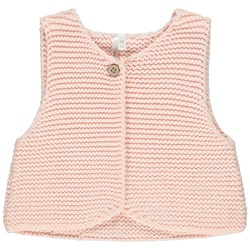 Gilet zonder mouwen in gebreid roze voor meisjes 