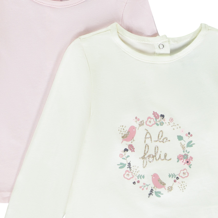 Set van 4 fantasiet-shirts met lange mouwen voor meisjes van baby 