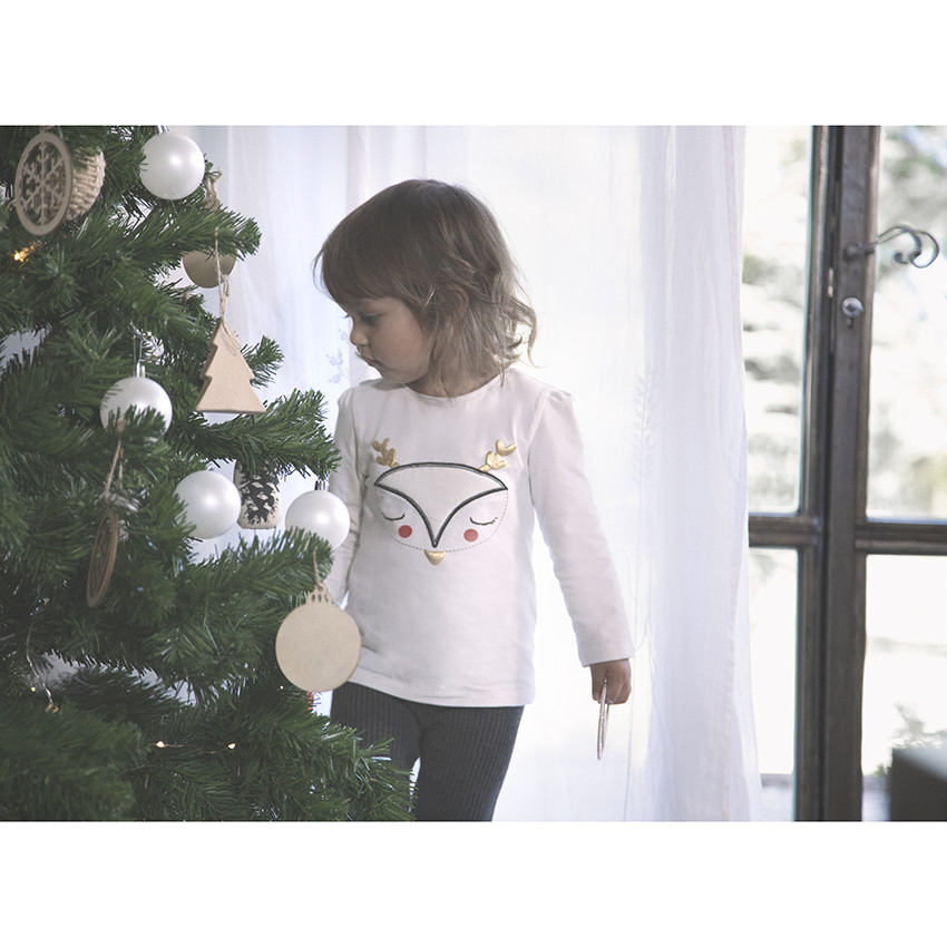 T-shirt manches longues motif renne esprit Noël pour enfant fille 