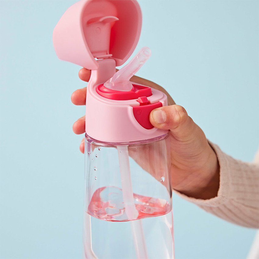 Gourde Tritan avec paille en silicone 600ml Rose 