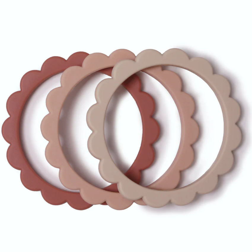 Anneau de dentition bracelet Fleurs Blush/Rose/Sand 3pcs 