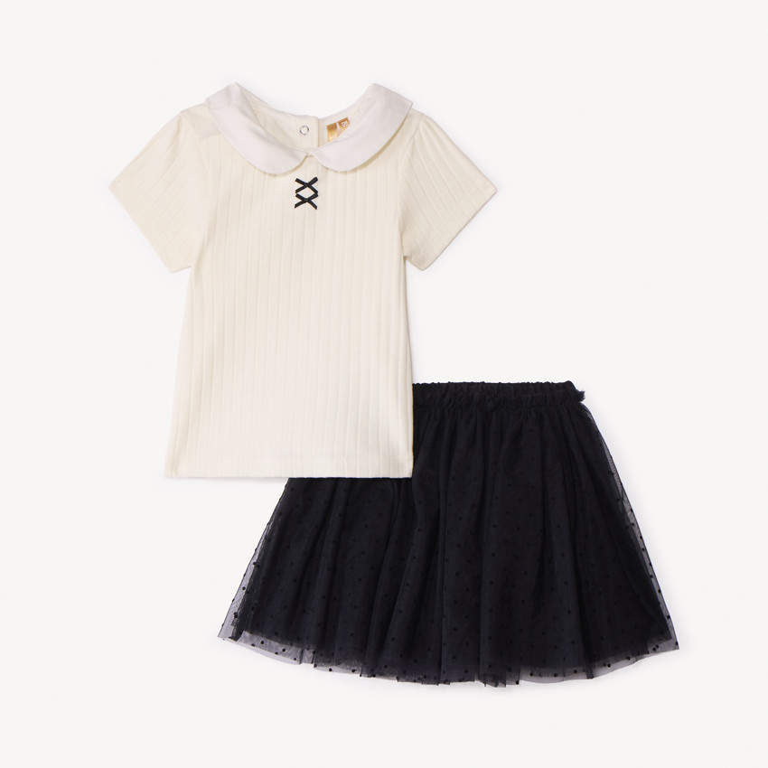 Tweedelig set met tule rok met stipjes voor babymeisjes 