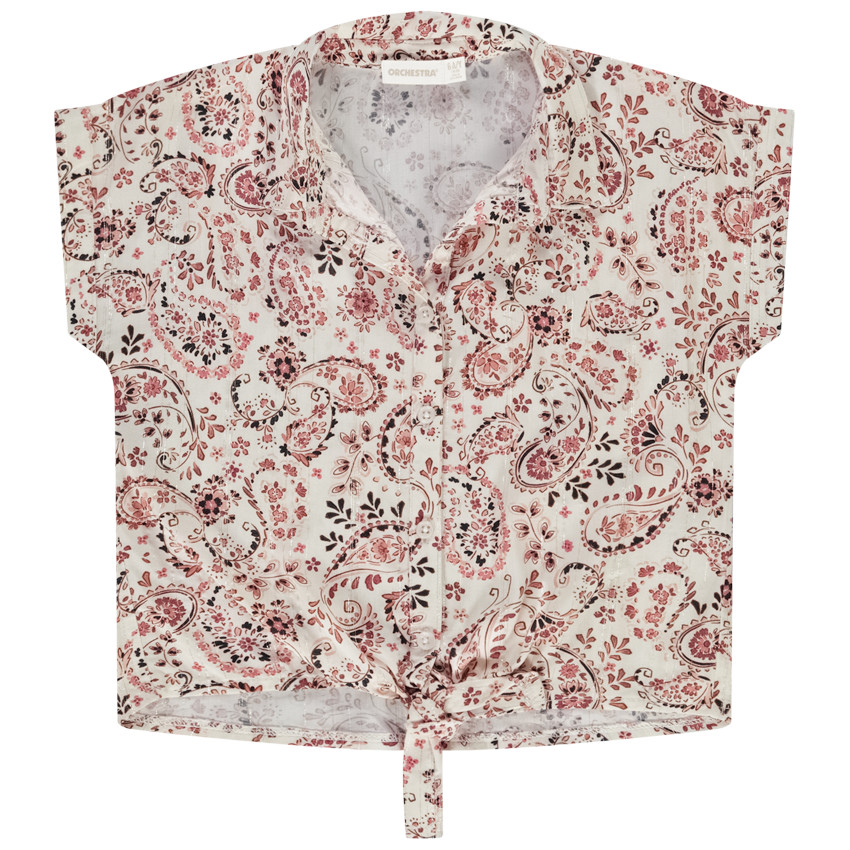 Chemise manches courtes forme boîte imprimé fantaisie pour fille 