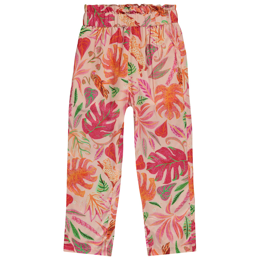 Pantalon fluide doublé imprimé feuillage pour fille 