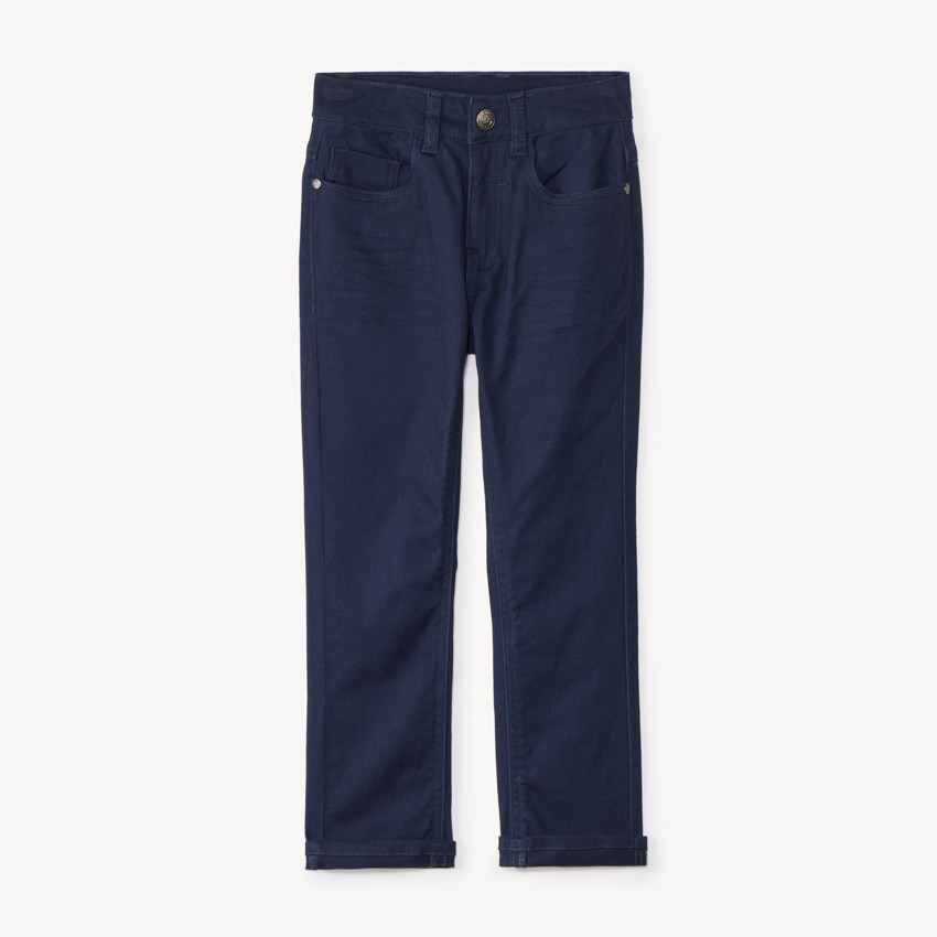 Slim fit unicolore crinkle broek voor jongens 