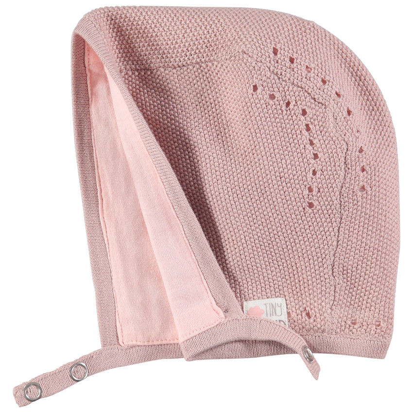 Bonnet en tricot doublé jersey rose 