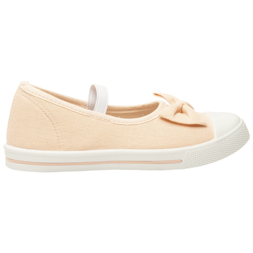 Babies nude en toile avec nœud et lanière élastiquée pour fille 