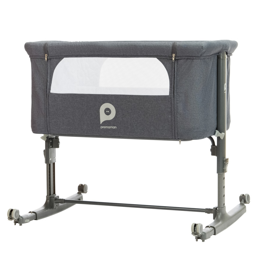 Wieg voor co-sleeping met wielen Bisoo grijs 