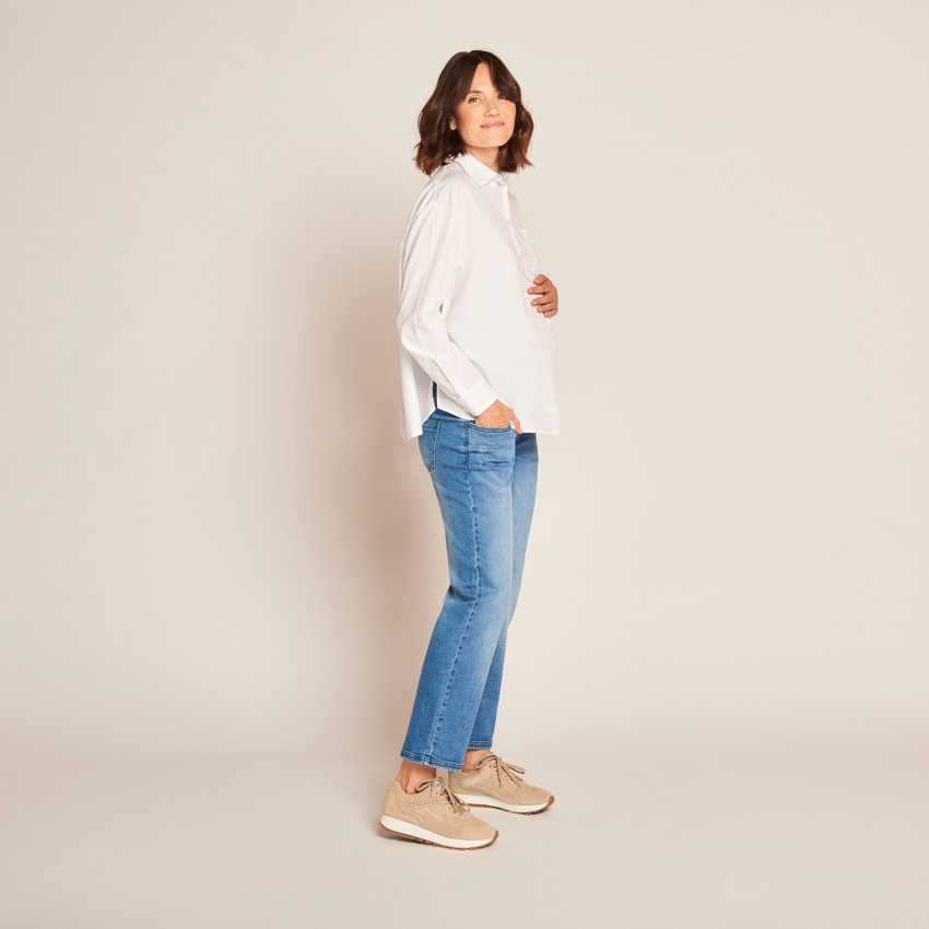 Chemise manches longues unie pour femme 