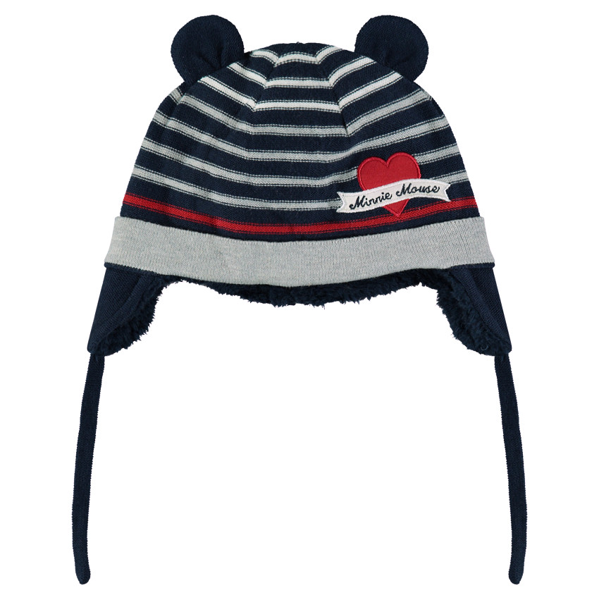 Tricotmuts gevoerd met sherpastof en met oorwarmers - Disney Minnie 