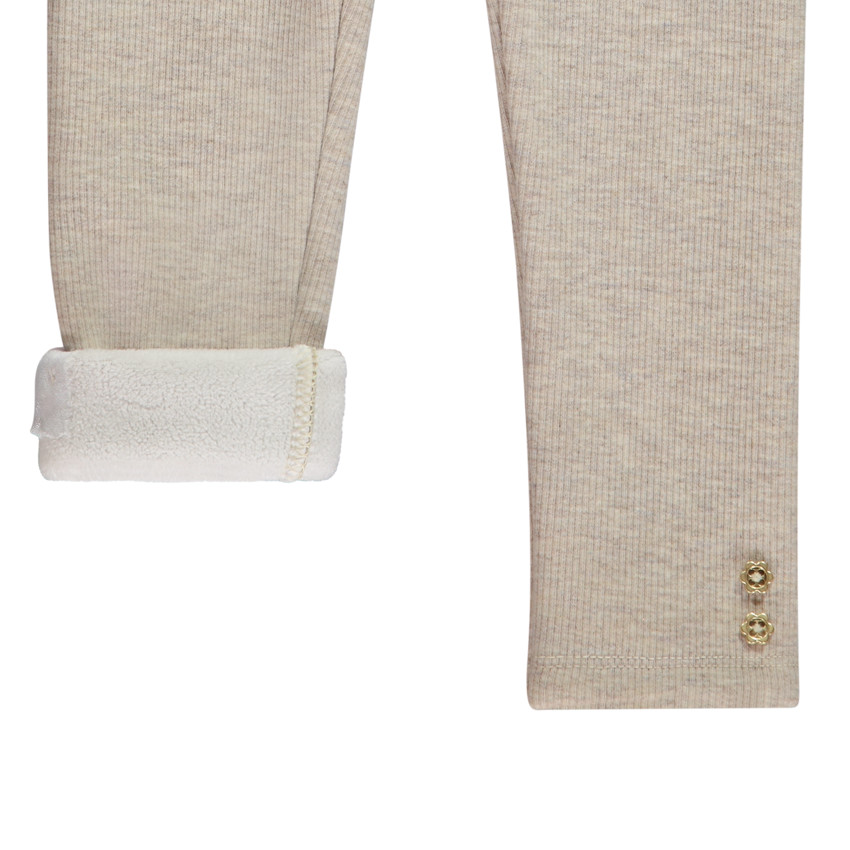 Ensemble tunique fleurie + caleçon uni beige pour bébé fille 