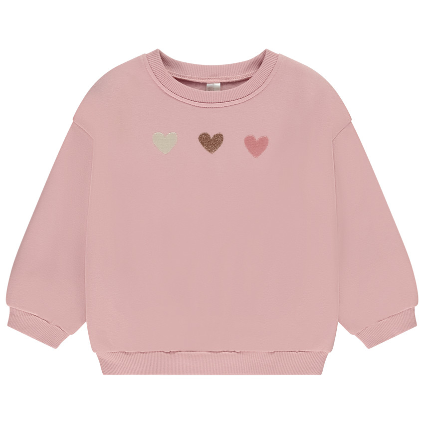 Fleece sweatshirt met hart borduursel meisjes 