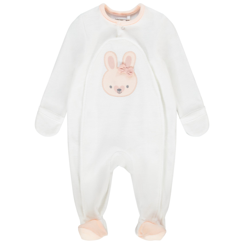 Dors-bien en velours avec lapin brodé pour bébé fille 