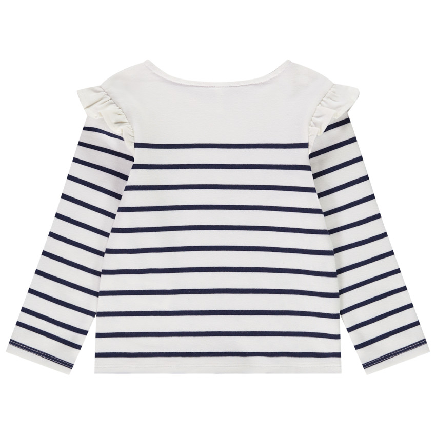 T-shirt manches longues style marinière en jersey fantaisie pour bébé fille 
