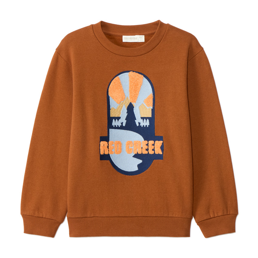 Sweatshirt in fleece met fantasieborduring jongens 