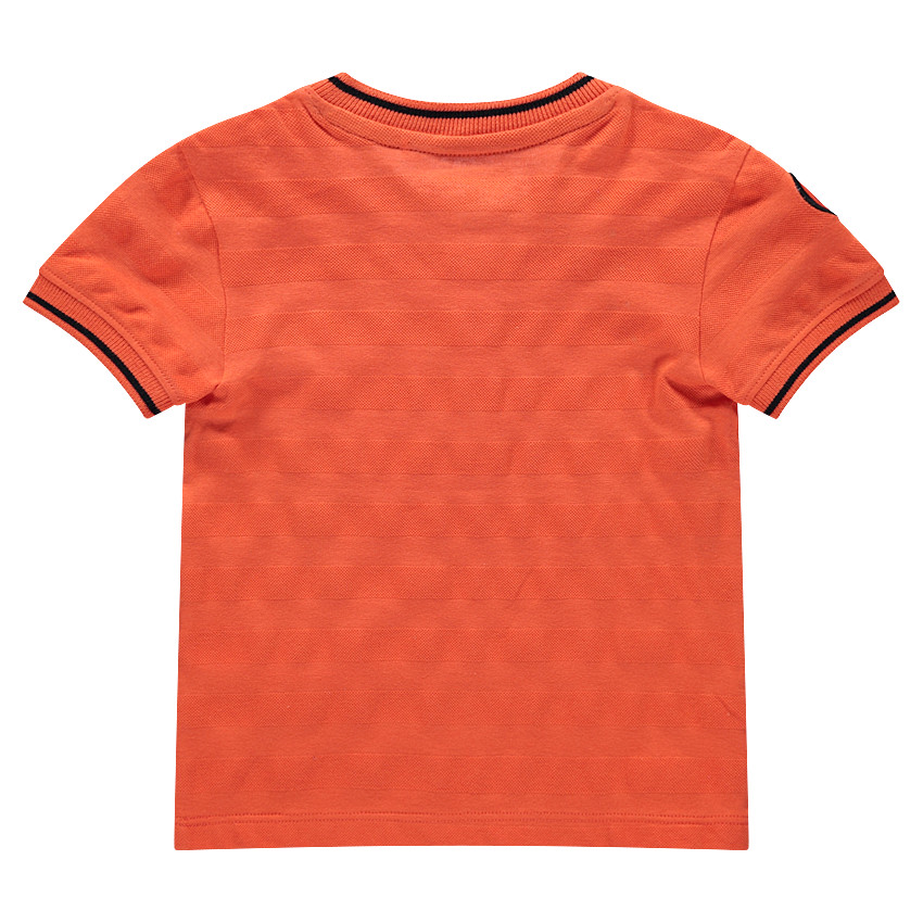 Polo manches courtes en coton orange avec poche et girafe printée 
