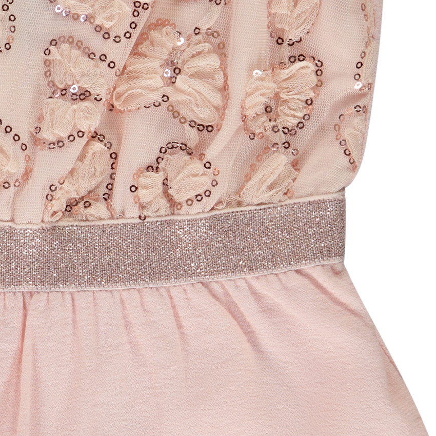 Combinaison courte bi-matière avec papillons en tulle pour fille 