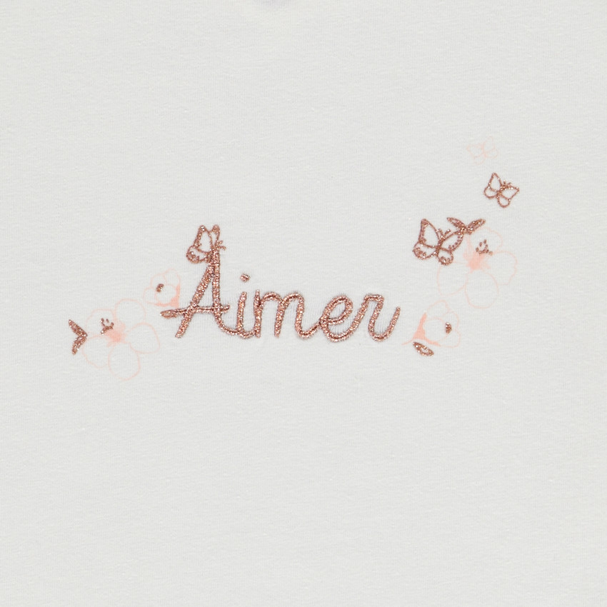 T-shirt manches courtes à broderie dorée pour fille 