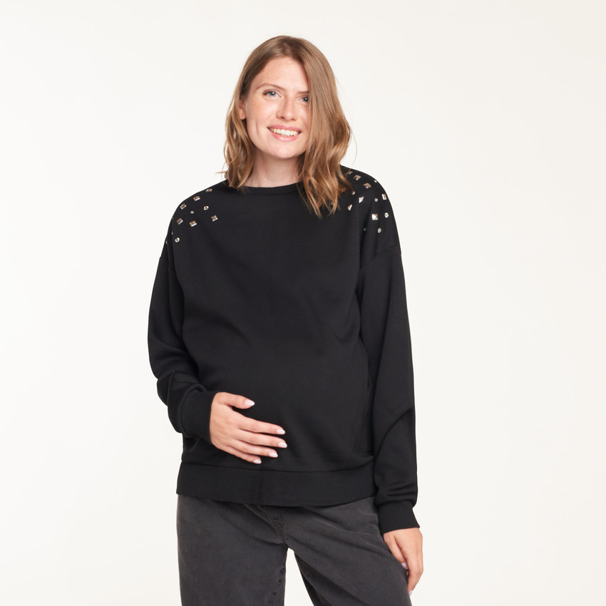Sweat met zachte voering voor zwangerschap en borstvoeding met stijlvolle details 