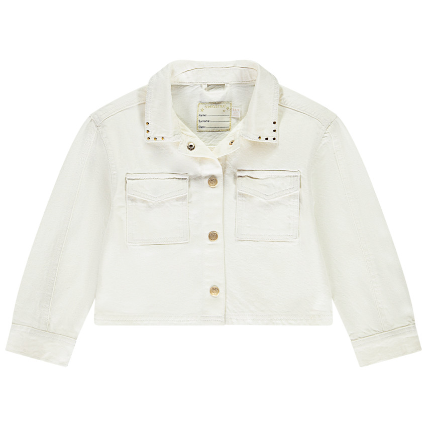 Korte jeansjas met studs voor meisjes 