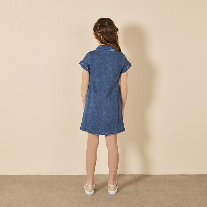 Jurk chemise korte mouwen jeans effect voor meisjes 