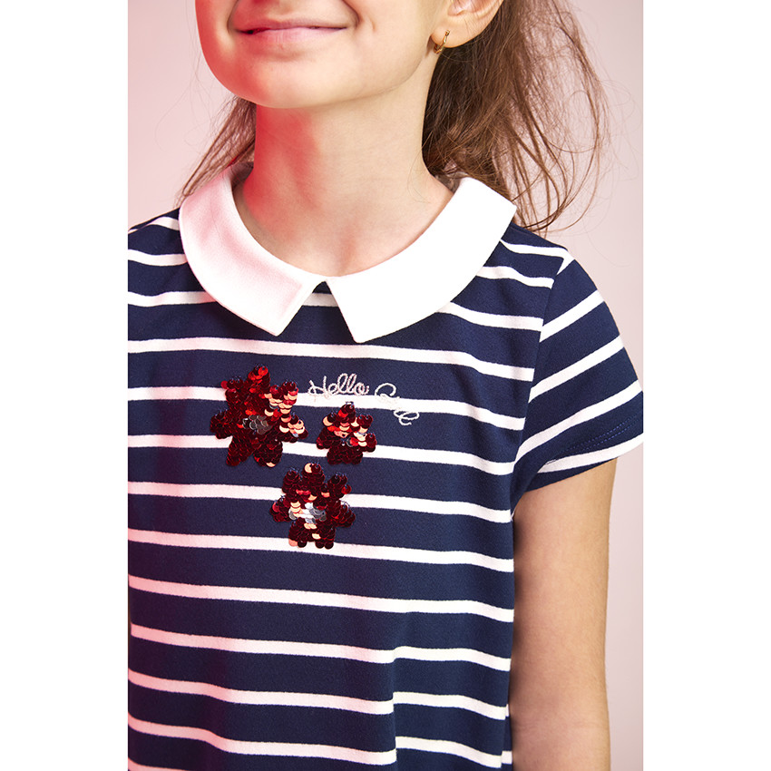 Robe molletonnée à rayures avec sequins magiques pour fille 