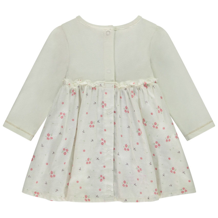 Robe bi-matière effet 2 en 1 imprimé fleuri pour bébé fille 
