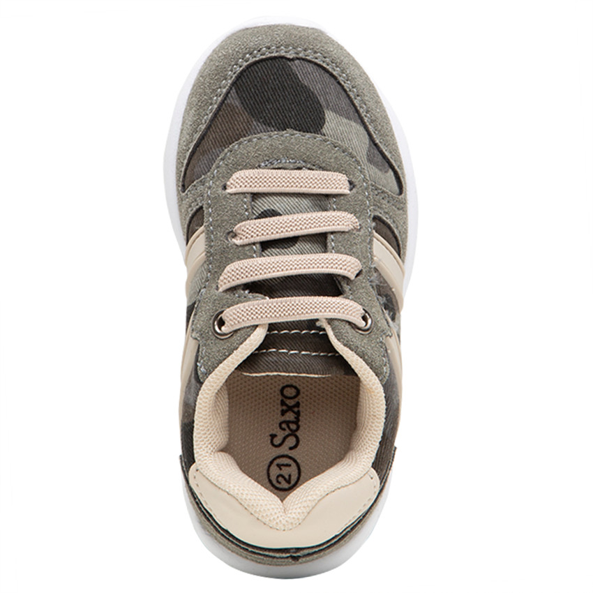 Lage sneakers met veters en armymotief 