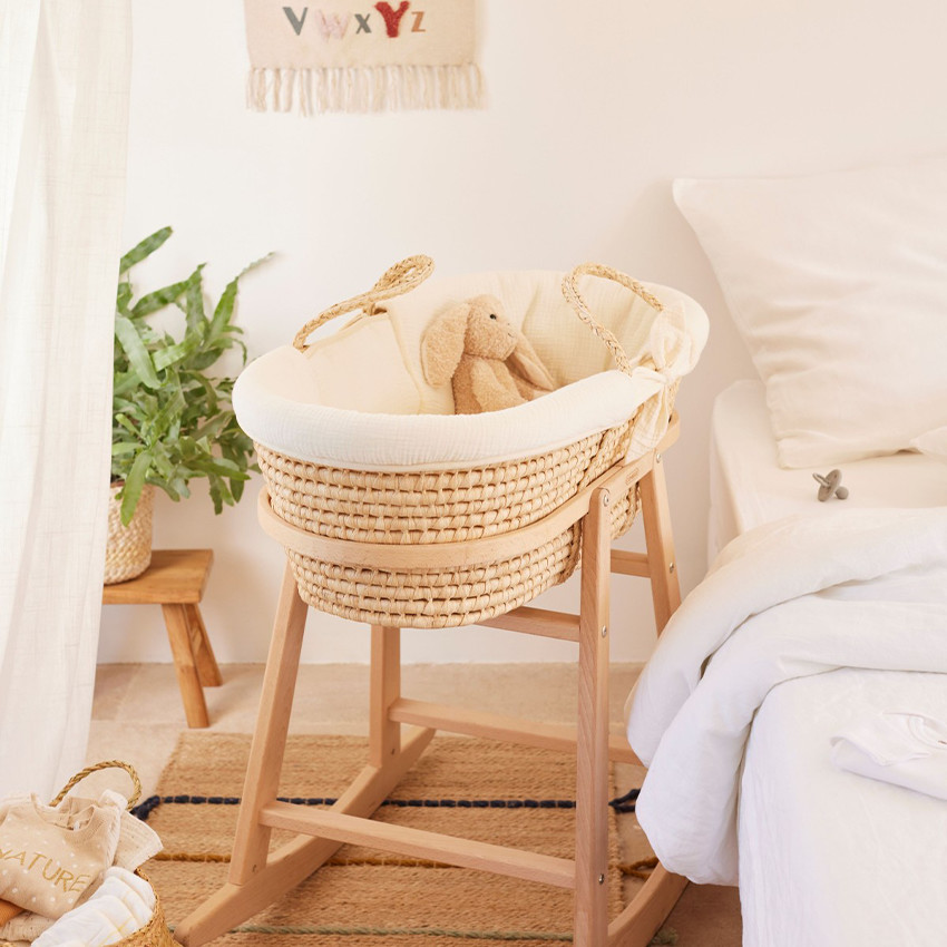 Support de couffin à bascule en bois vernis Laura 