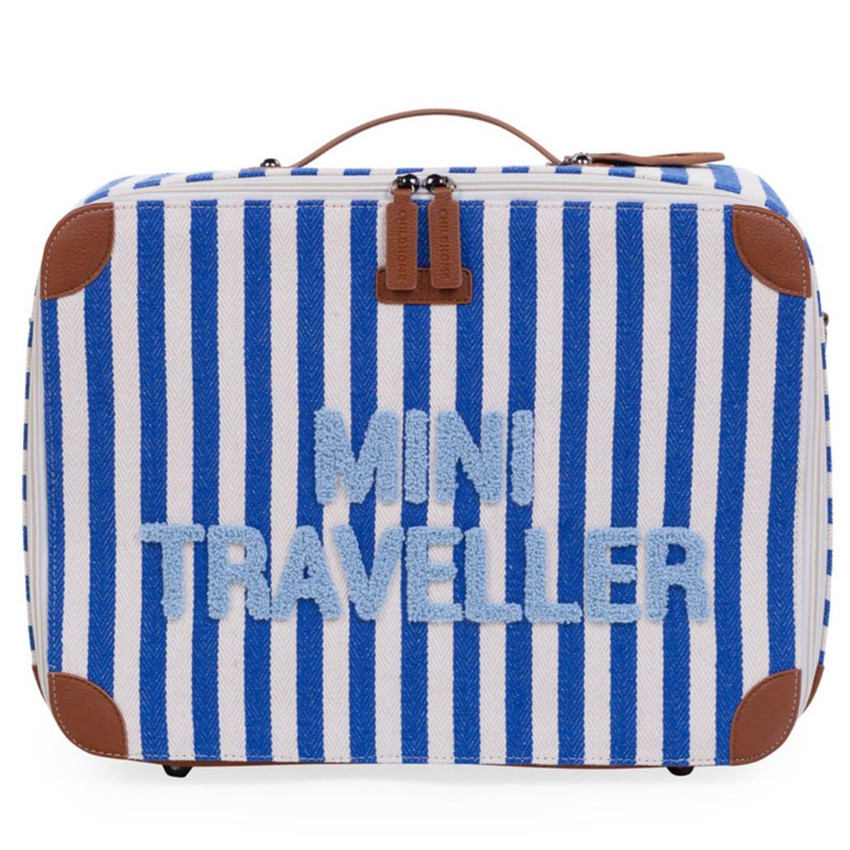 Valise enfant Mini Traveller Rayures Bleu Electrique Bleu Clair 
